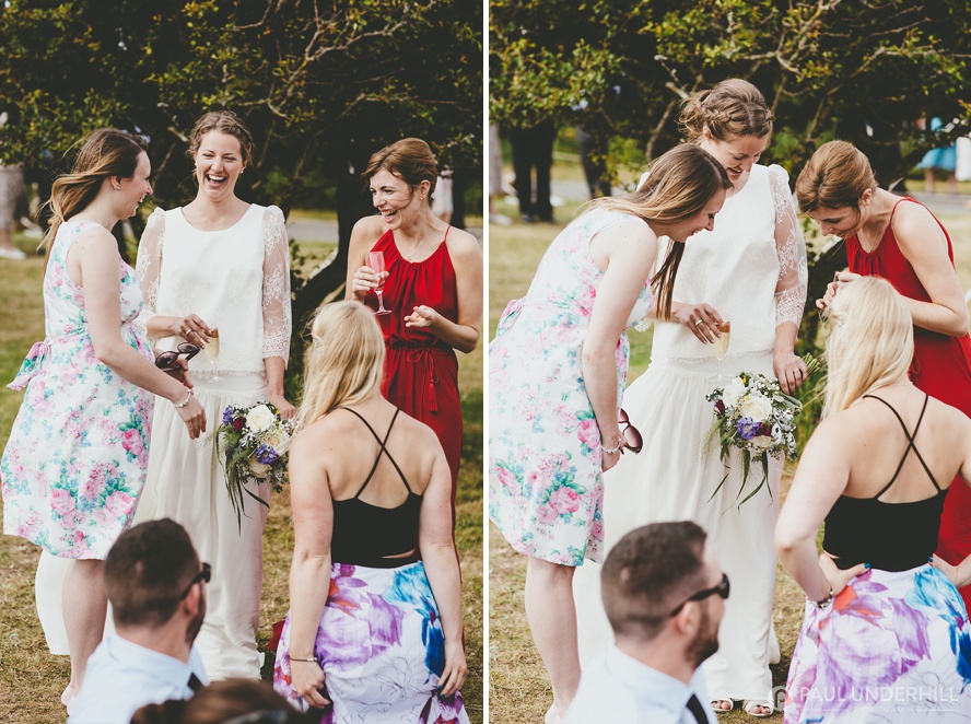 Bride and friends at wedding