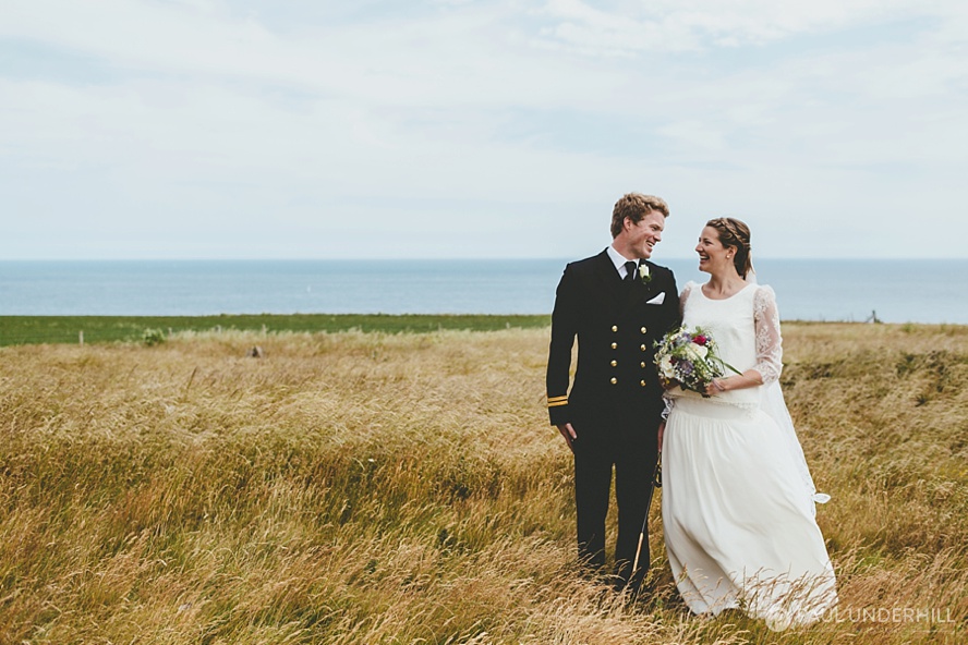 Bride and groom St Aldhelms Head in Dorset