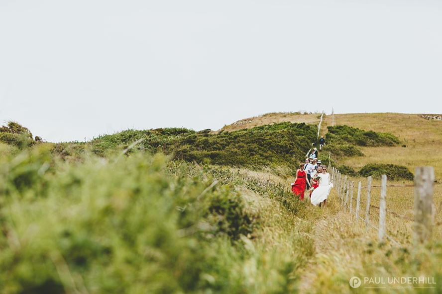 Bride arrives at St Aldhelms Head