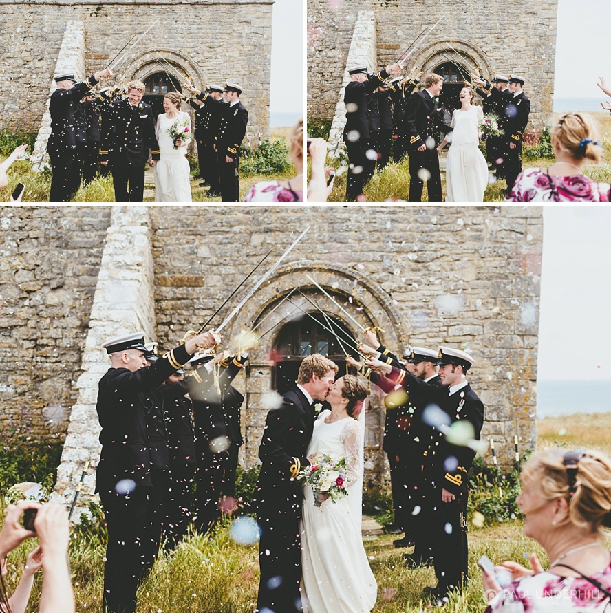 Confetti throwing St Aldhelms Chapel Dorset