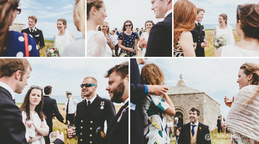 Guests outside St Aldhelms Chapel