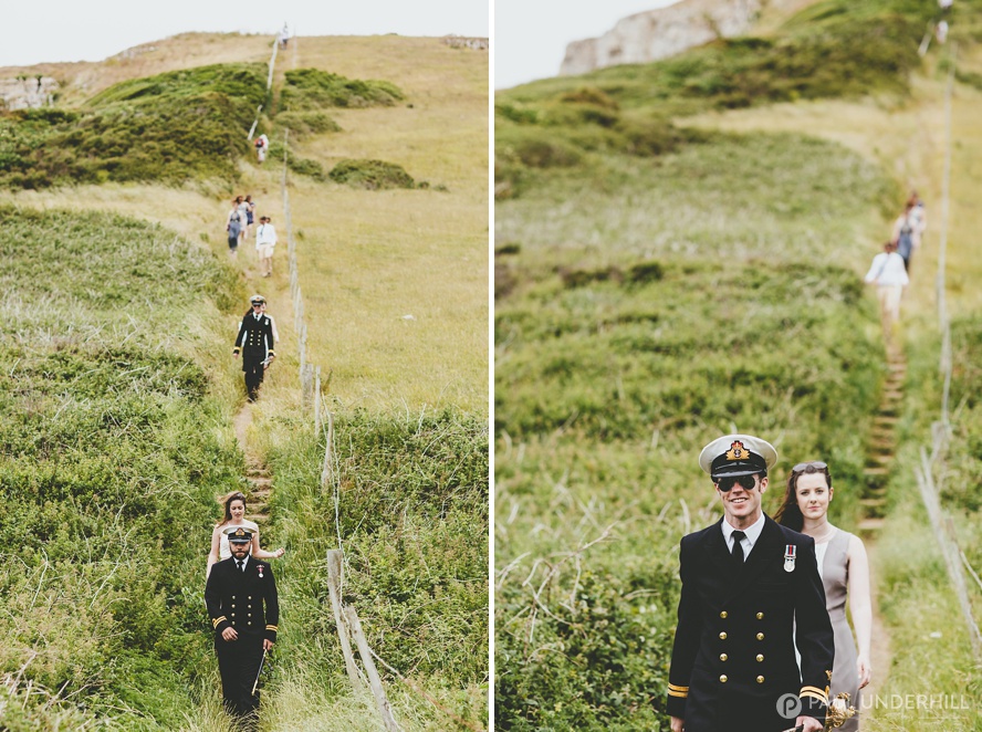 St Aldhelms Chapel wedding guests arriving