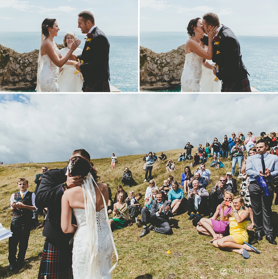 Bride and groom get married at Durdle Door in Dorset