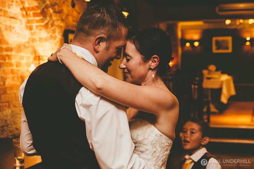Candid portrait of bride and groom