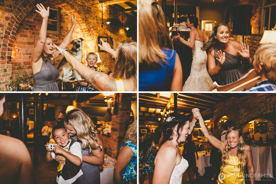 Wedding guests dancing