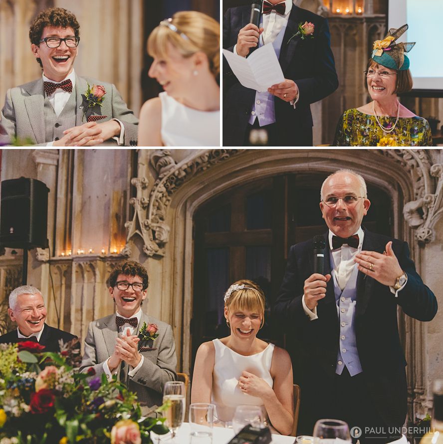 Guests laughing at wedding speech