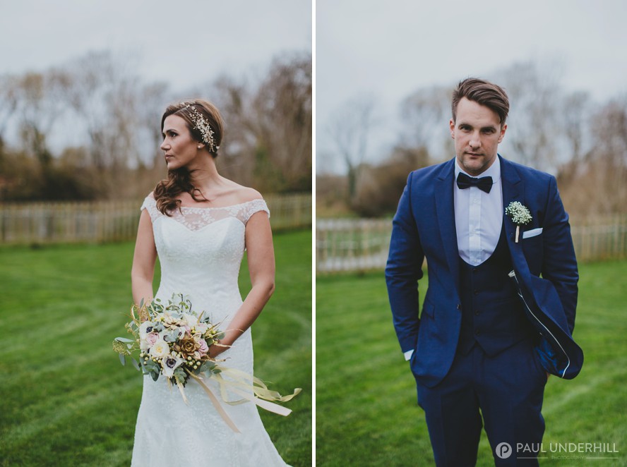 Bride and groom portraits Sopley Mill Dorset