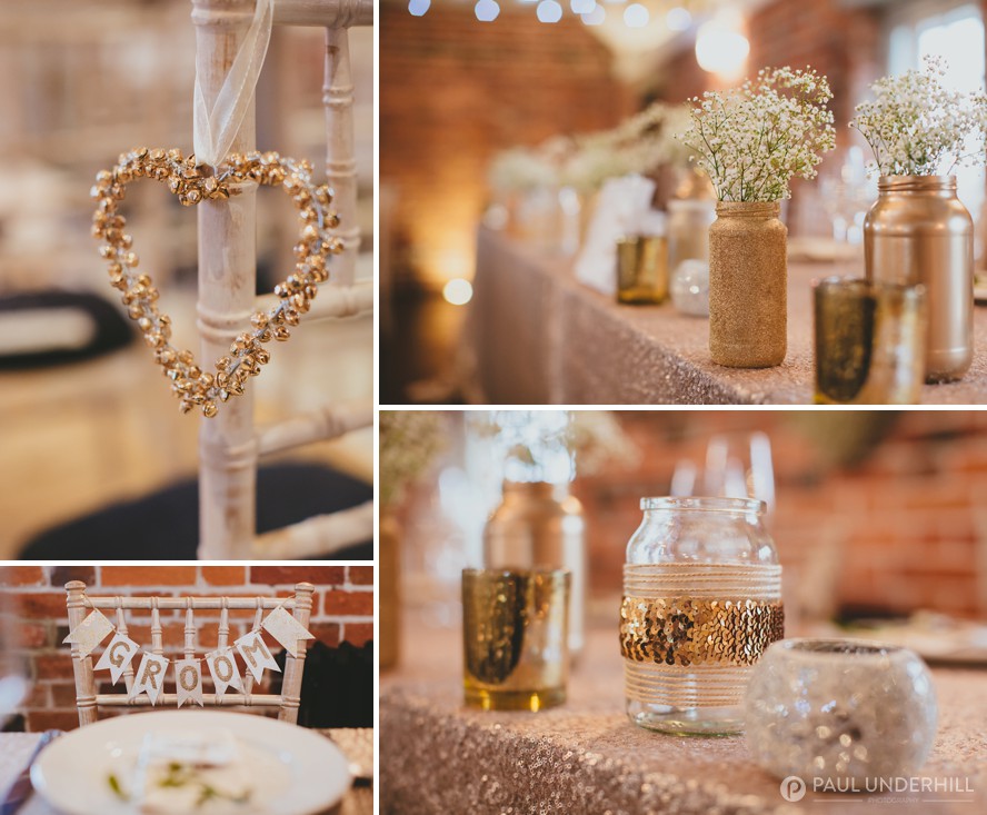 Gold and silver wedding decorations